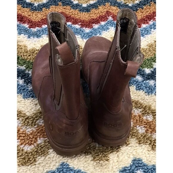 Womans Brown Bogs Waterproof  Leather Ankle Boots Size 7.5 - Picture 3 of 5